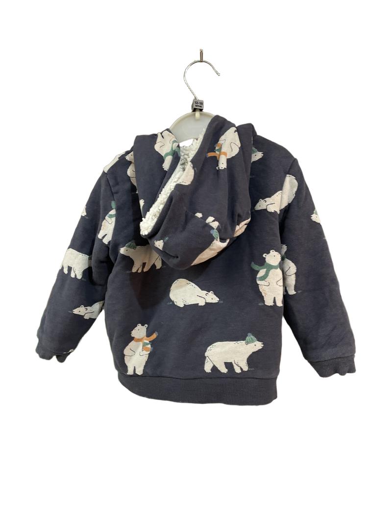 Preloved John Lewis - Navy Polar Bear Fleece Lined Hoodie (12-18m)