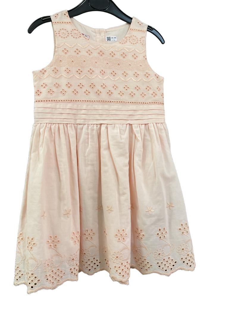 Preloved Energiers - Pink Lace Embroidered Sleeveless Cotton Dress (4-5y) - Dress