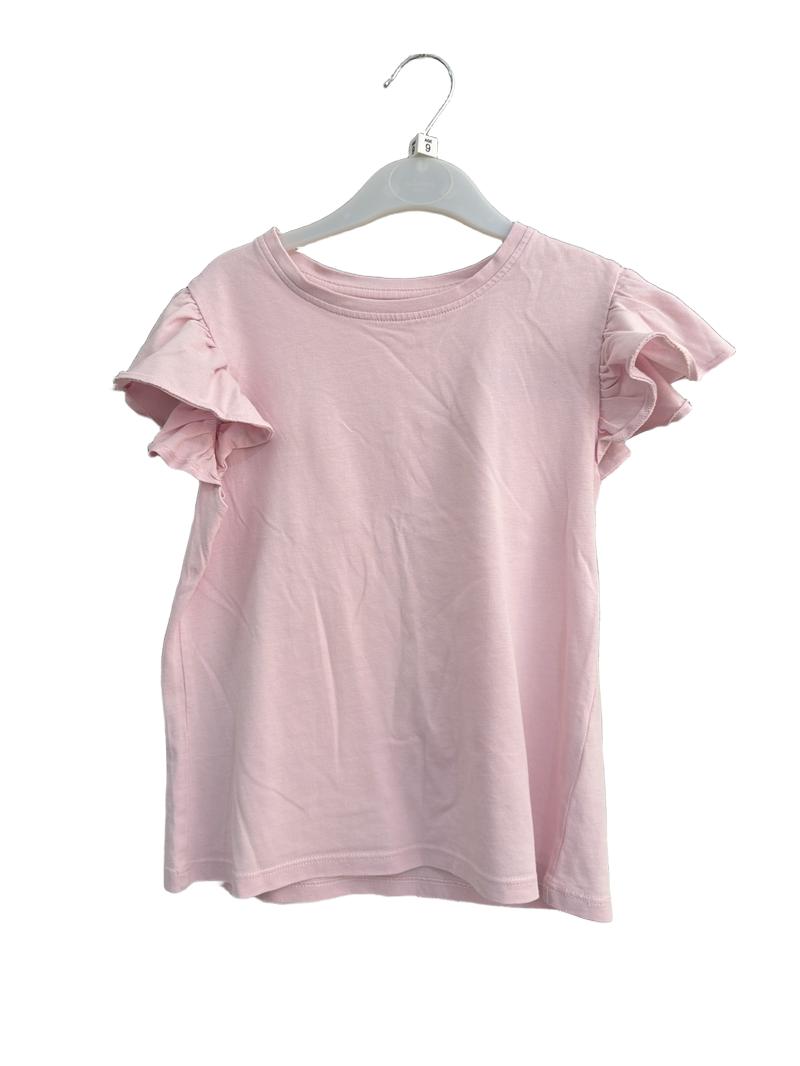 Preloved John Lewis - Light Pink Frill Sleeve T-shirt (8-9y)