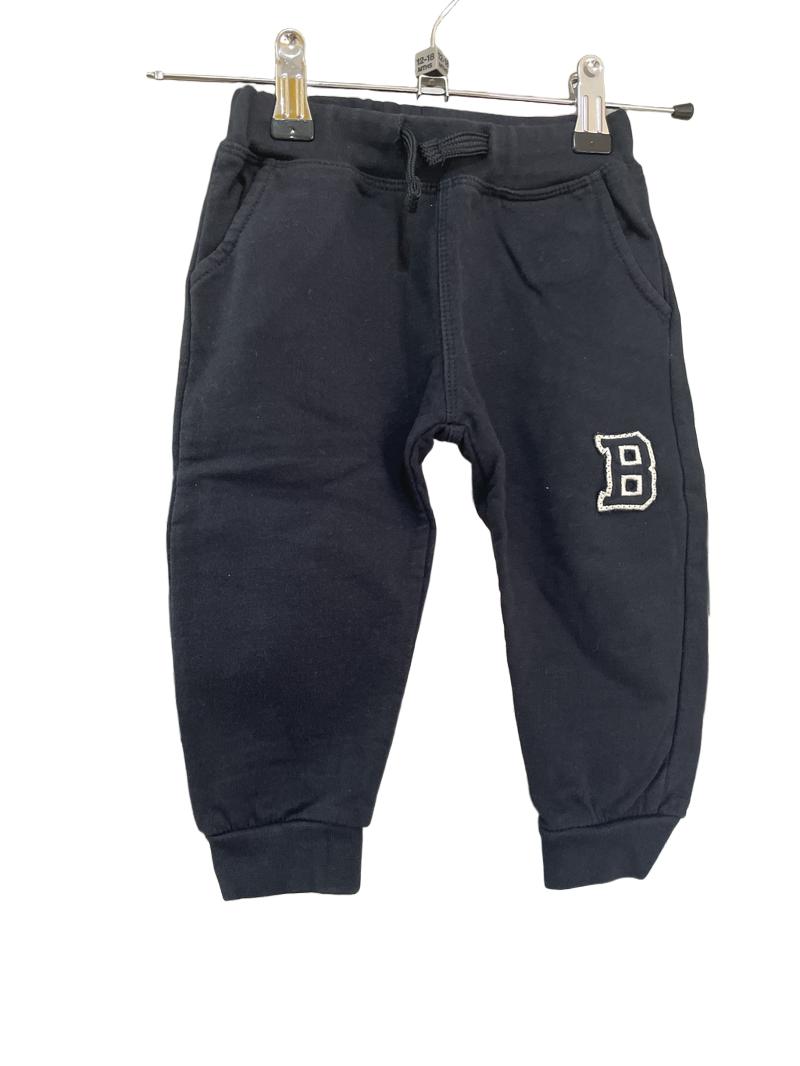 Preloved Mini 241 - Navy Joggers, With Embroidered B. (12-18m)