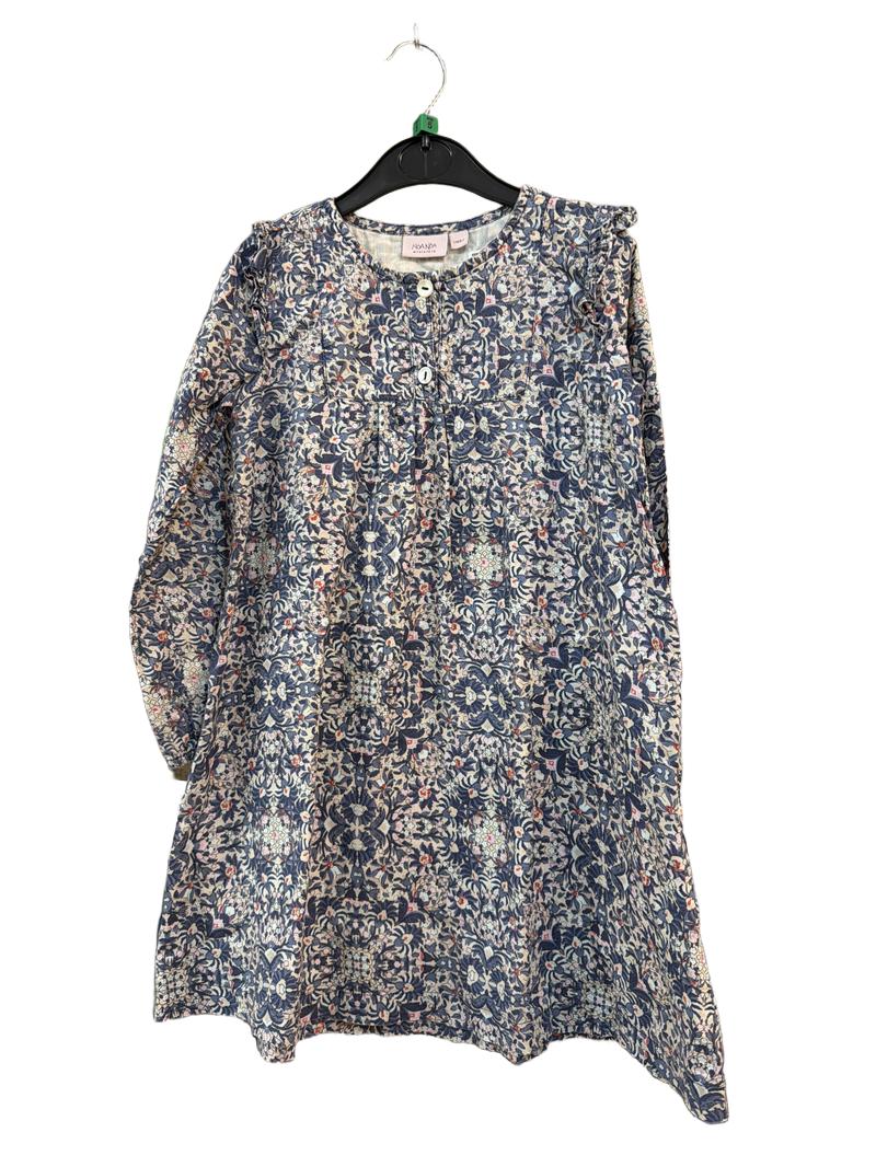 Preloved Noa Noa Aps - Blue Floral Long-sleeved Cotton Dress (5-6y)