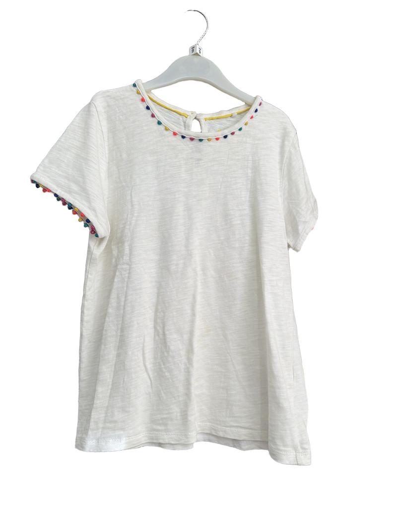 Preloved Boden - White T Shirt With Embroidered Baubles (9-10y)