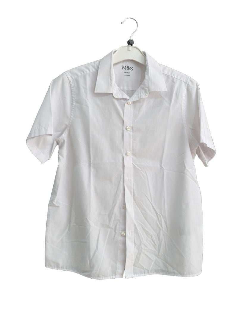Preloved Marks & Spencer - White School Uniform Short-sleeved Shirt 2 (12-13y)
