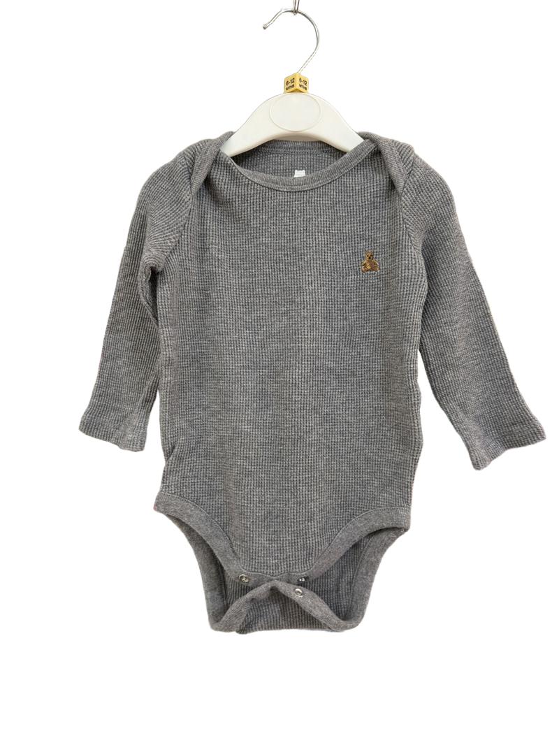 Preloved Baby Gap - Gray Waffle Weave Long-sleeved Bodysuit Top (6-12m)