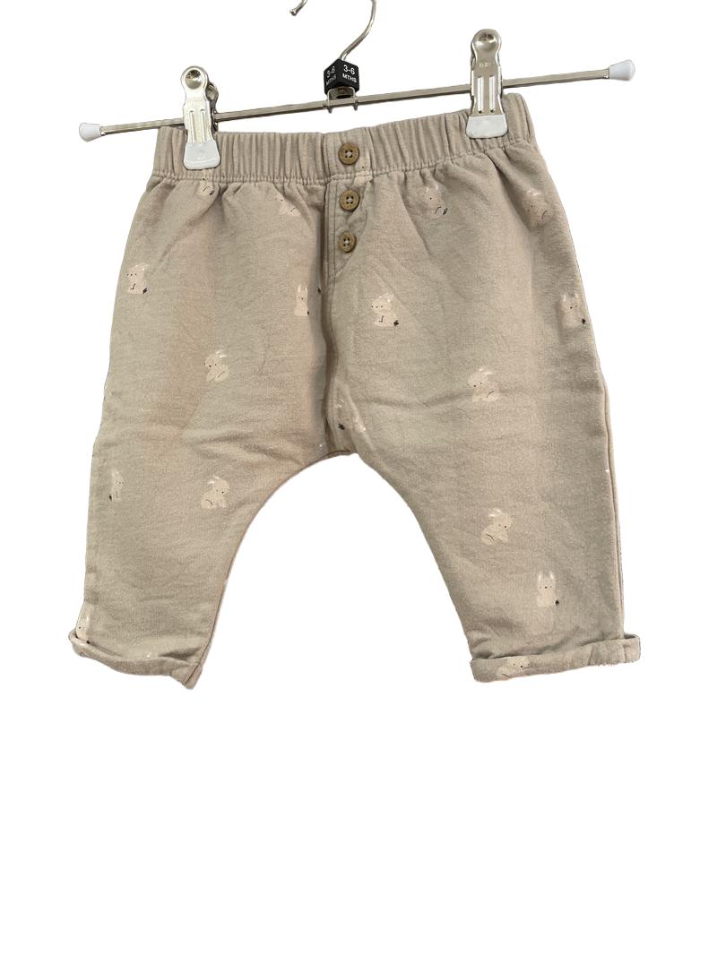 Preloved Next - Brown Bunny Print Trousers. (3-6m)