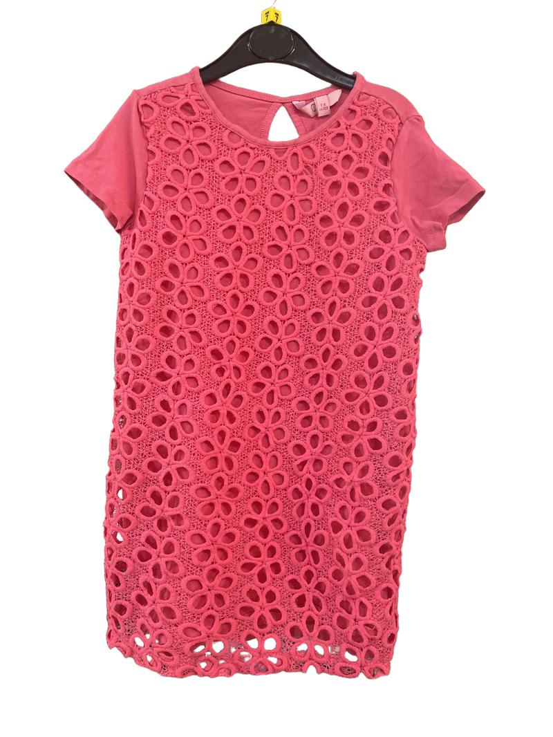 Preloved OVS - Pink Short Sleeved Top With Flower Lace (7-8y)