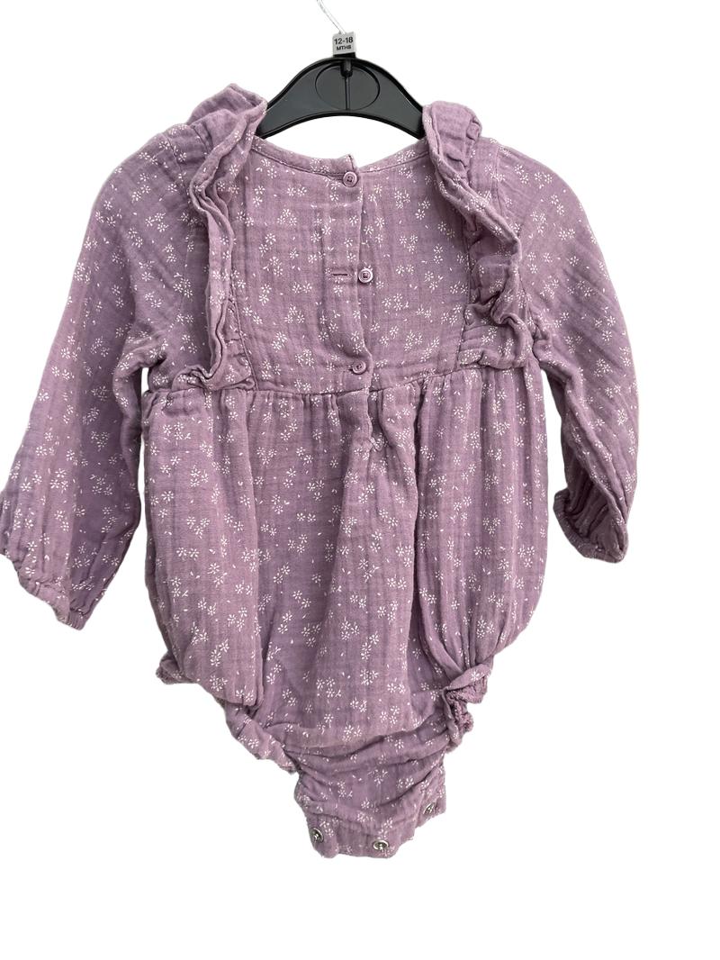 Preloved Baby Gap - Purple Linen Floral Ruffle Top (12-18m)