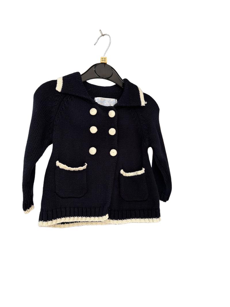 Preloved Powell Craft England - Black And White Knit Button Up Coat. (6-12m)