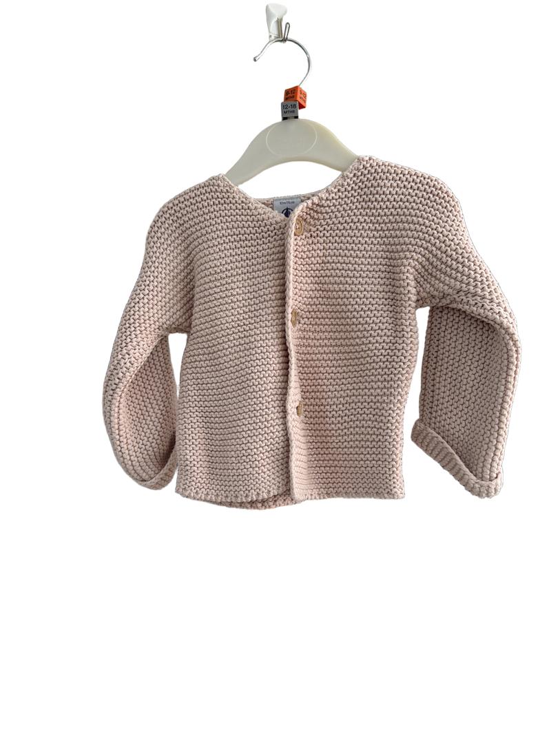 Preloved Petit Bateau - Pink Knit Cardigan (12-18m, 9-12m)