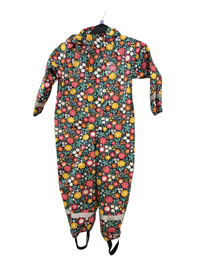 Preloved Frugi - Navy Floral Pattern Rain Suit (3-4y)