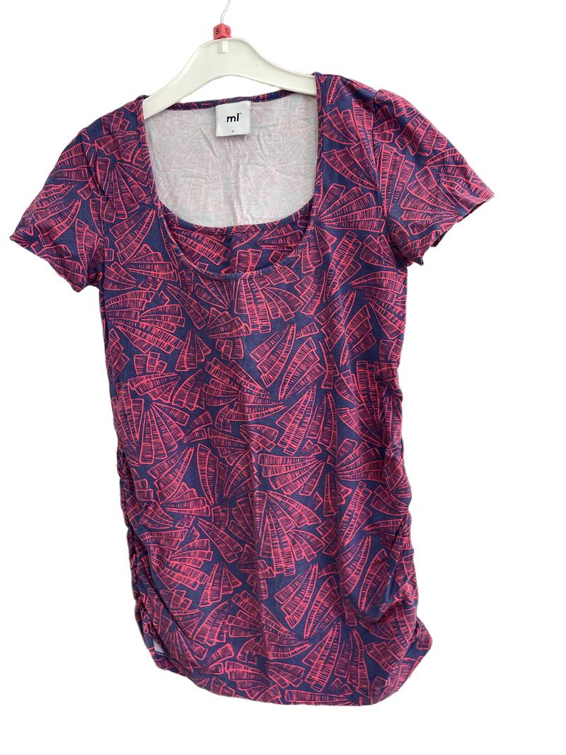 Preloved Mama Licious - Navy Red Patterned Maternity And Nursing Top (Small) - Top