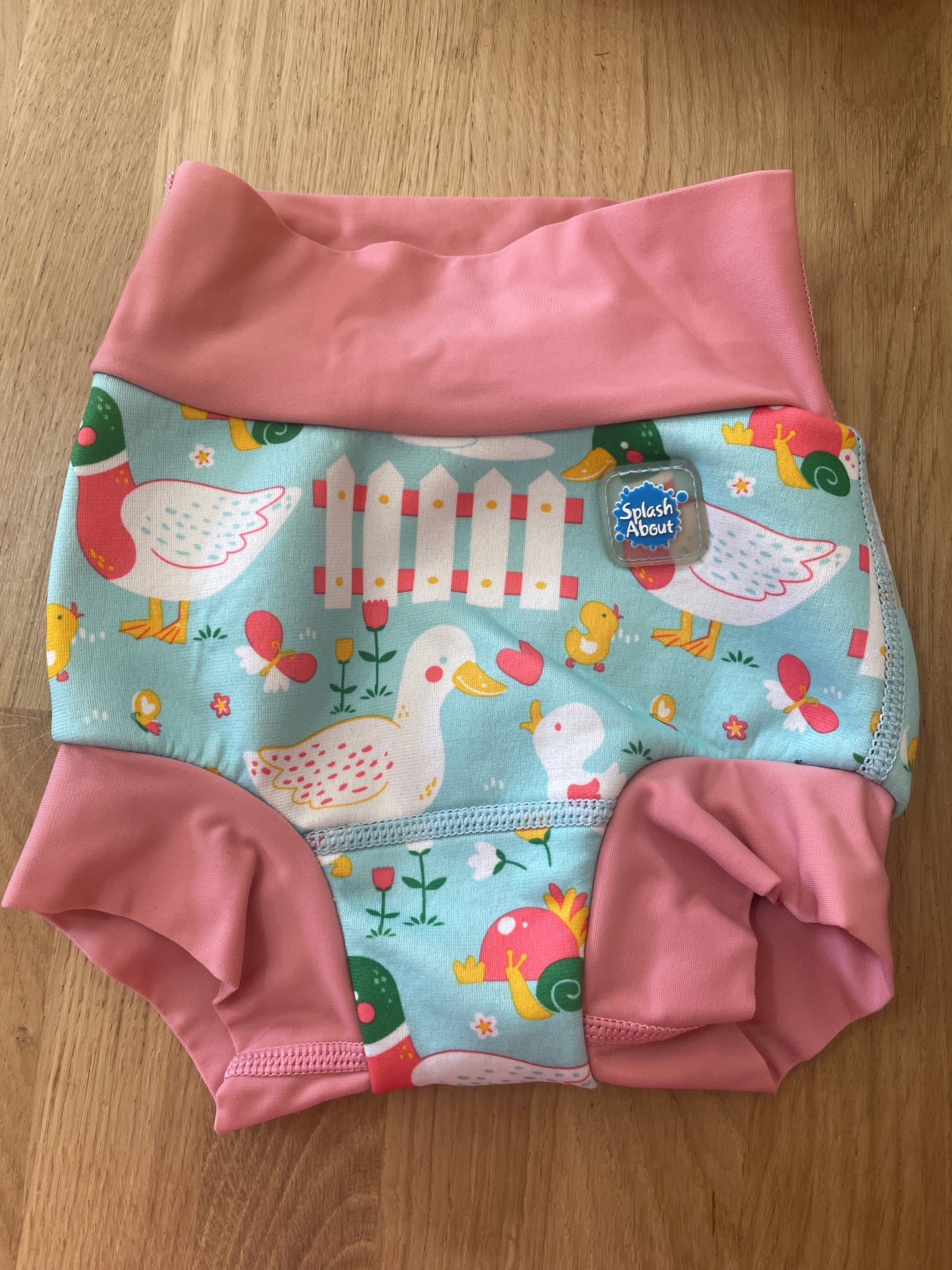 Splash About duck green pink swim nappy cover XL 1-2y
