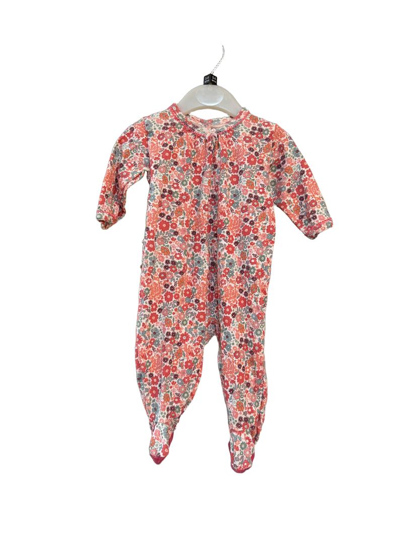 Preloved Petit Bateau - Pink Floral Ditsy Long-sleeved Sleepsuit (3-6m)