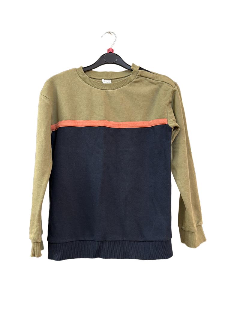 Preloved Marks & Spencer - Olive Orange Black Colour Block Sweatshirt (10-11y)