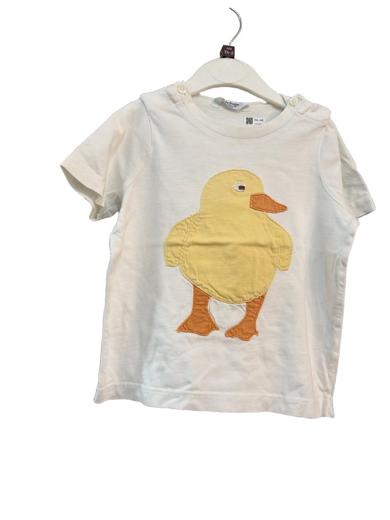 Preloved Baby Boden - White Duckling Applique Short-sleeved T Shirt (18-24m)