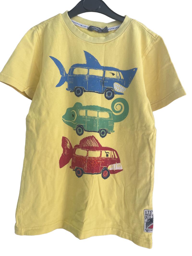 Preloved Fatface - Yellow Funky Bus Graphic T Shirt (8-9y)