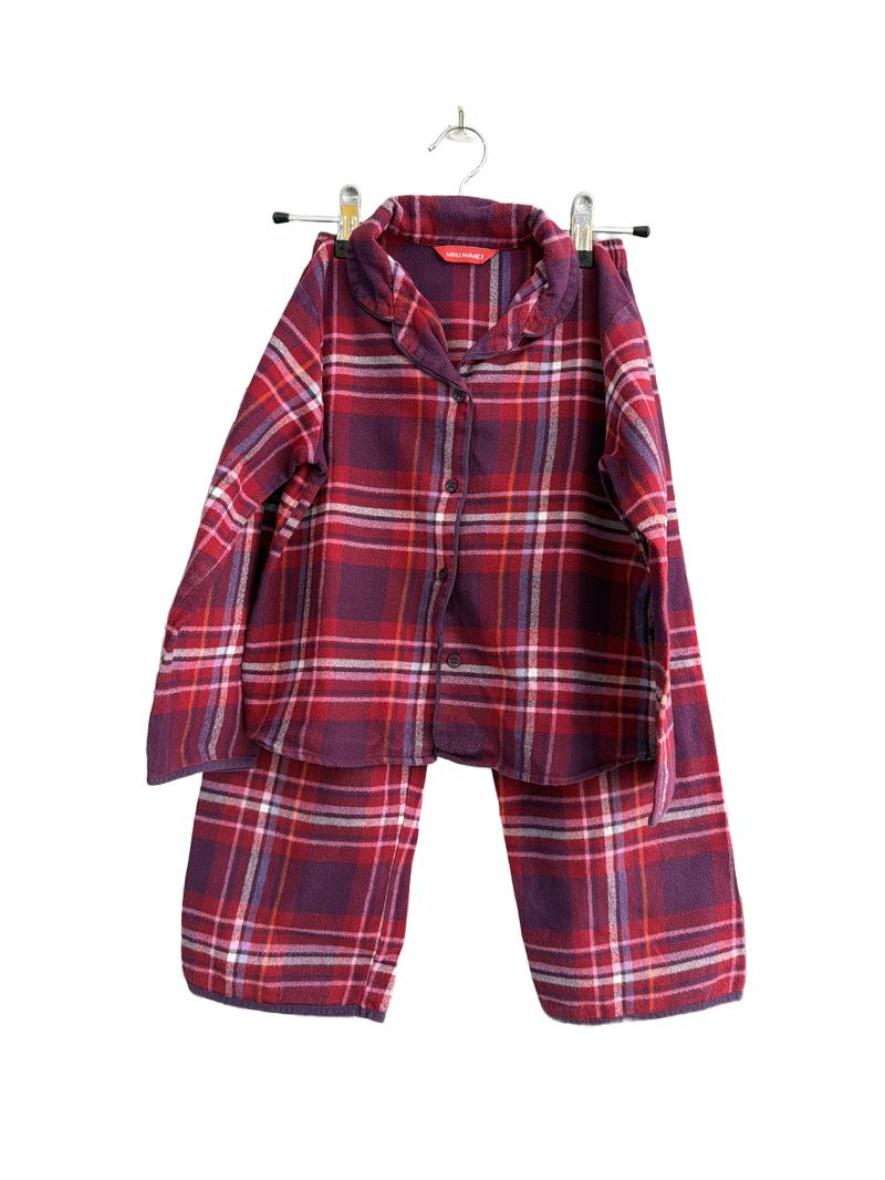 Preloved Mini Jammies - Red Purple Check Flannel Pyjama Set (6-7y)