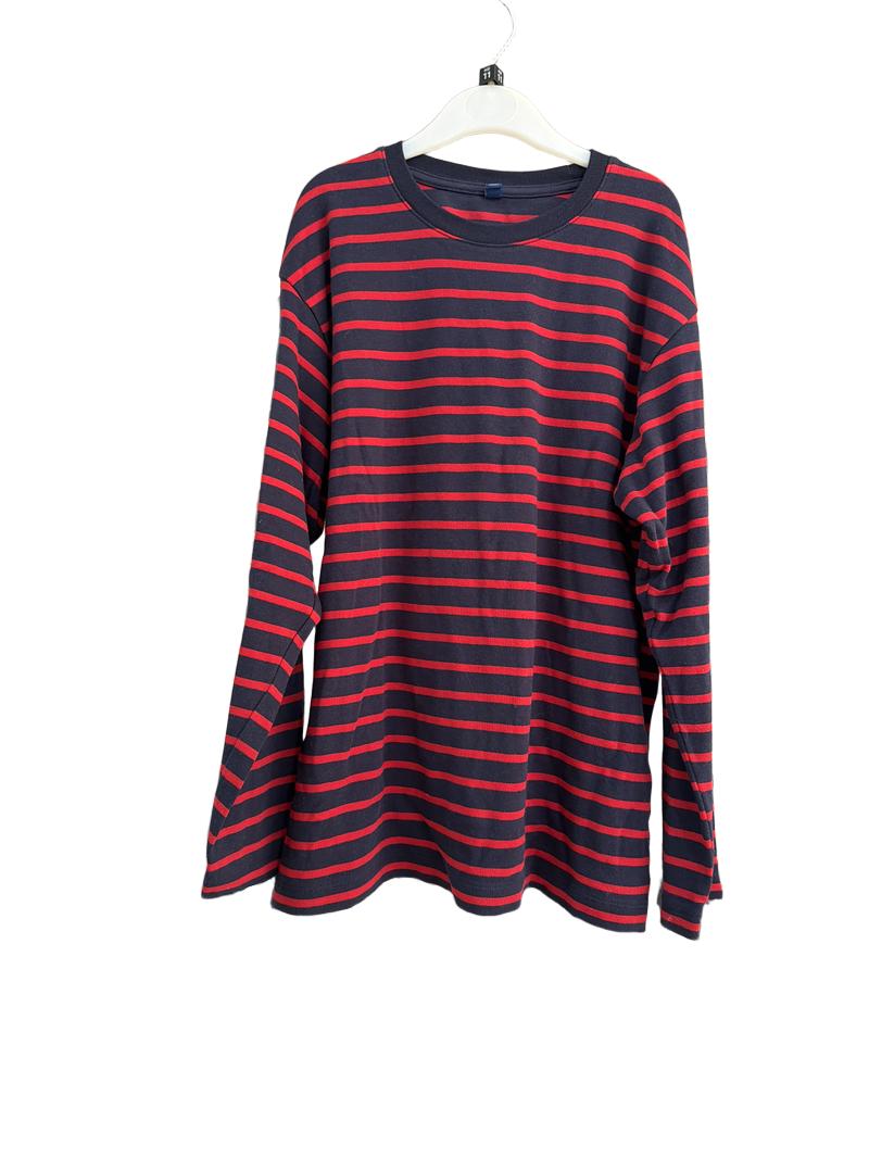 Preloved Uniqlo - BlacK/Navy And Red Stripe Long Sleeve Top. (11-12y)