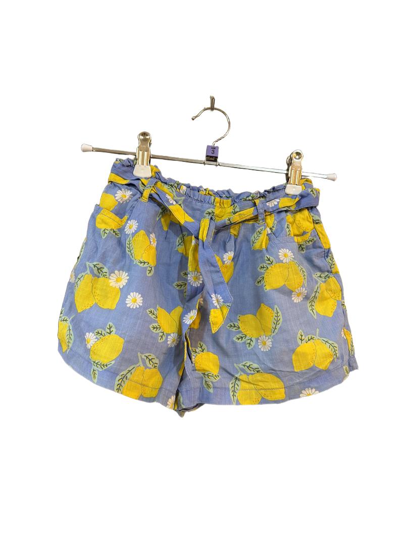 Preloved John Lewis - Blue Lemon Print Lightweight Cotton Shorts (3-4y)