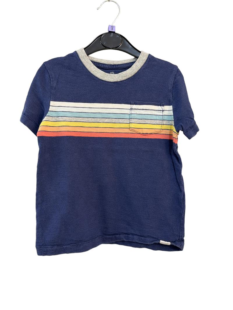 Preloved Baby Gap - Navy Rainbow Stripe Short-sleeved T Shirt (3-4y)