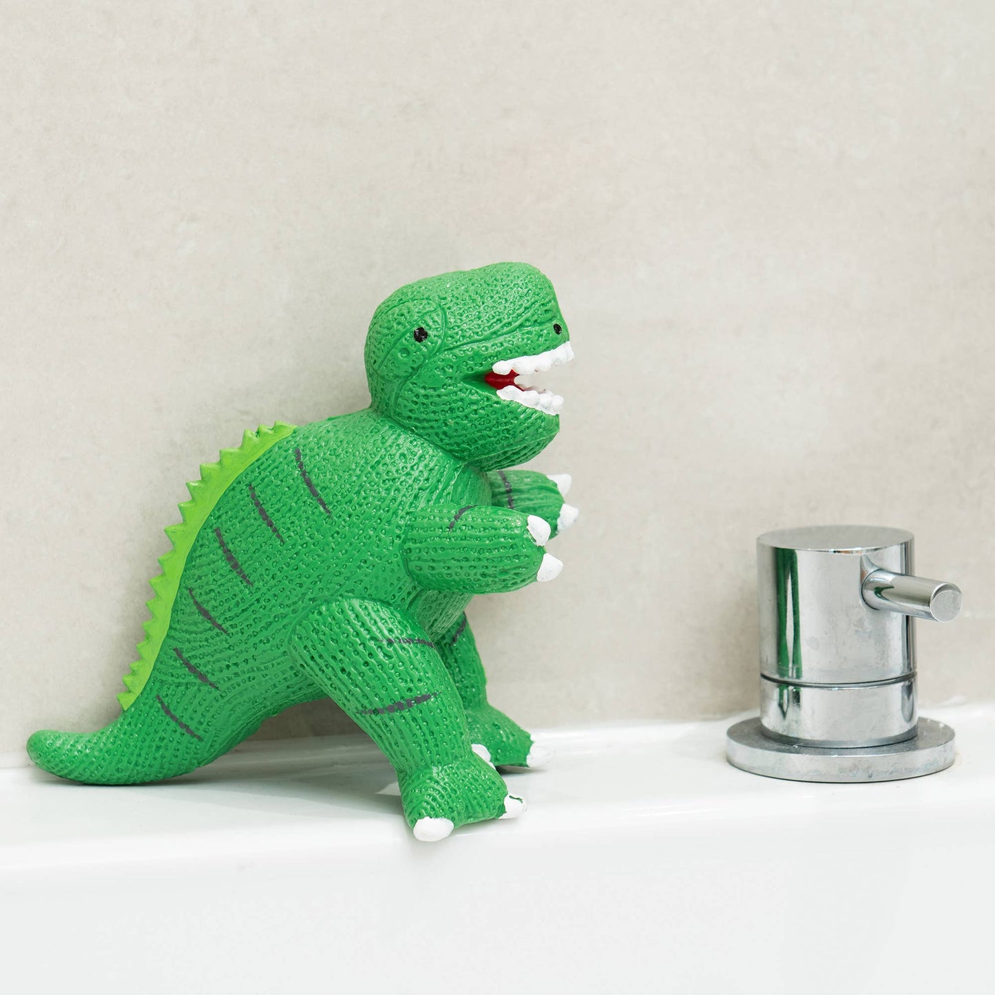 Dinosaur Toy, Bath Toy, Teether, Natural Rubber Green T Rex