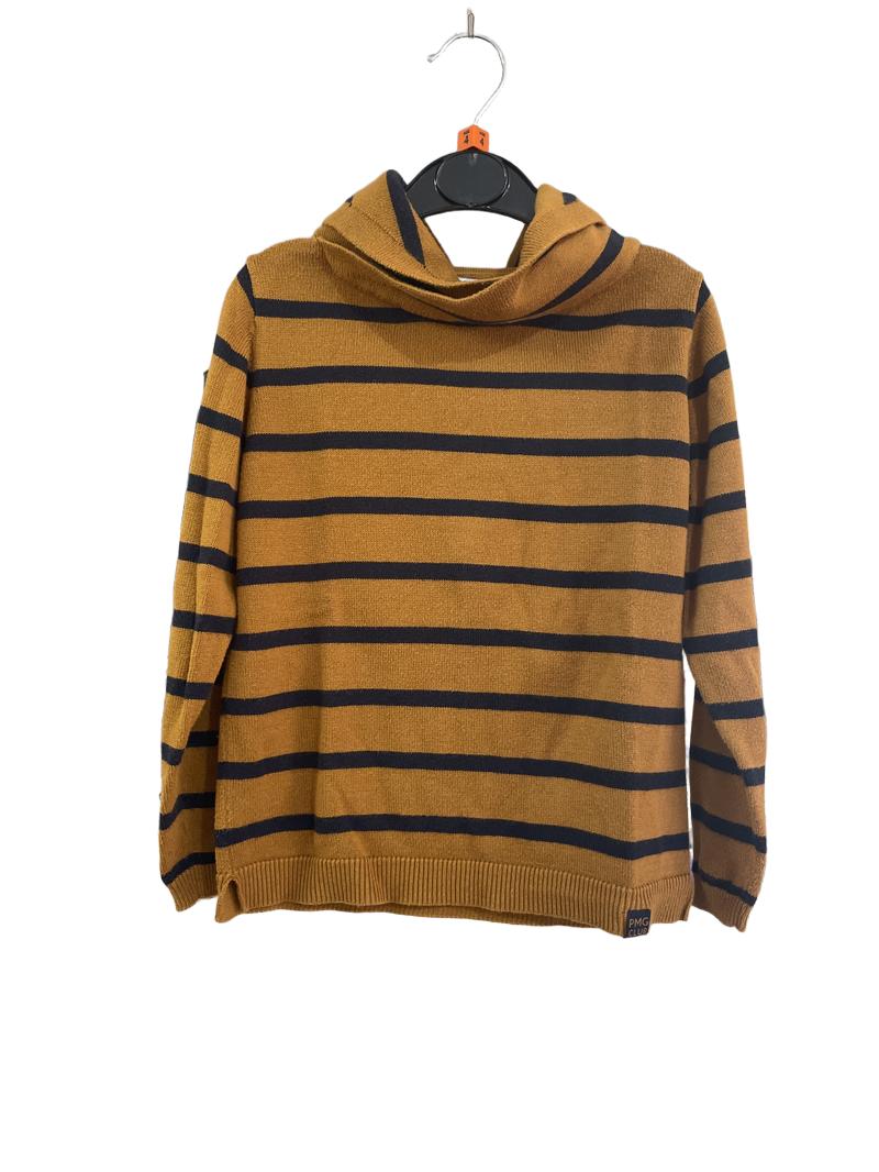 Preloved Primigi - Brown/Mustard And Navy Stripe Jumper/Top, Large Collar. (4-5y)
