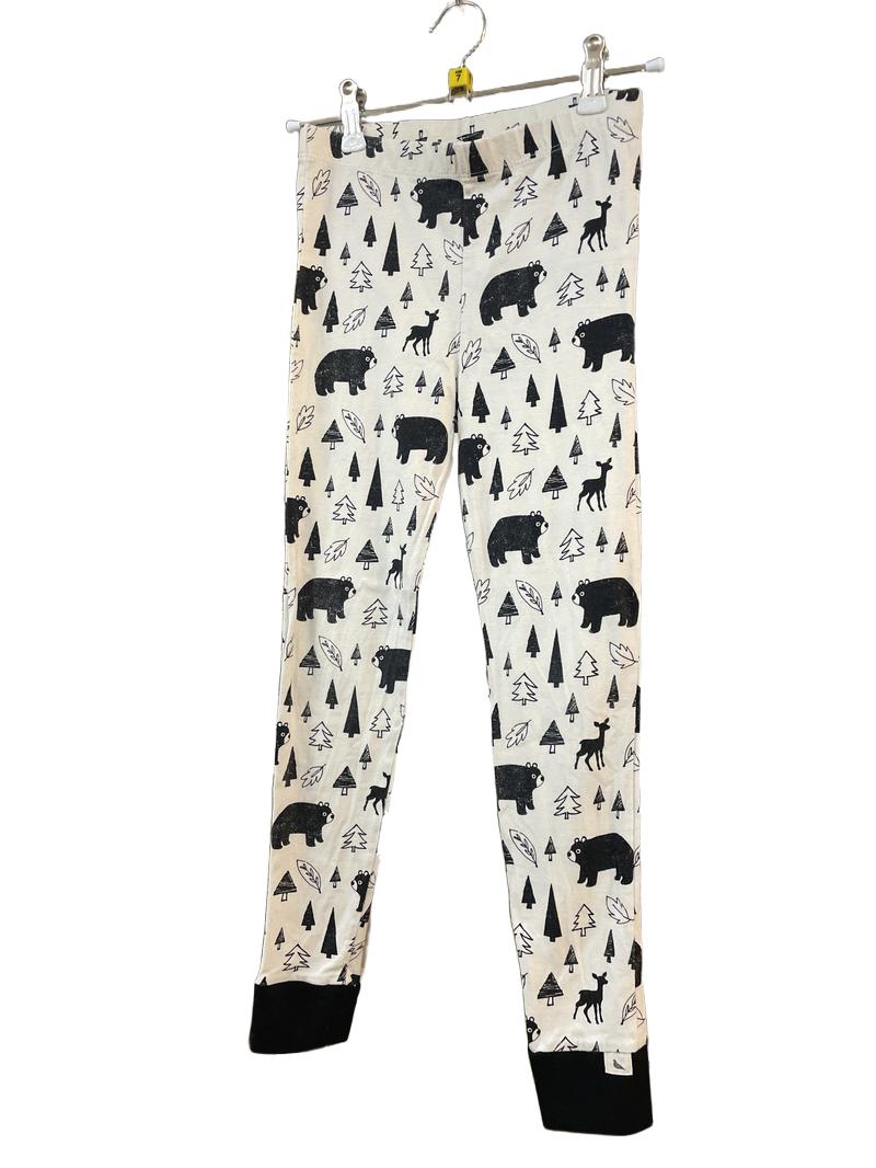Preloved Turtledove London - White Black Bear Tree Print Leggings (7-8y)