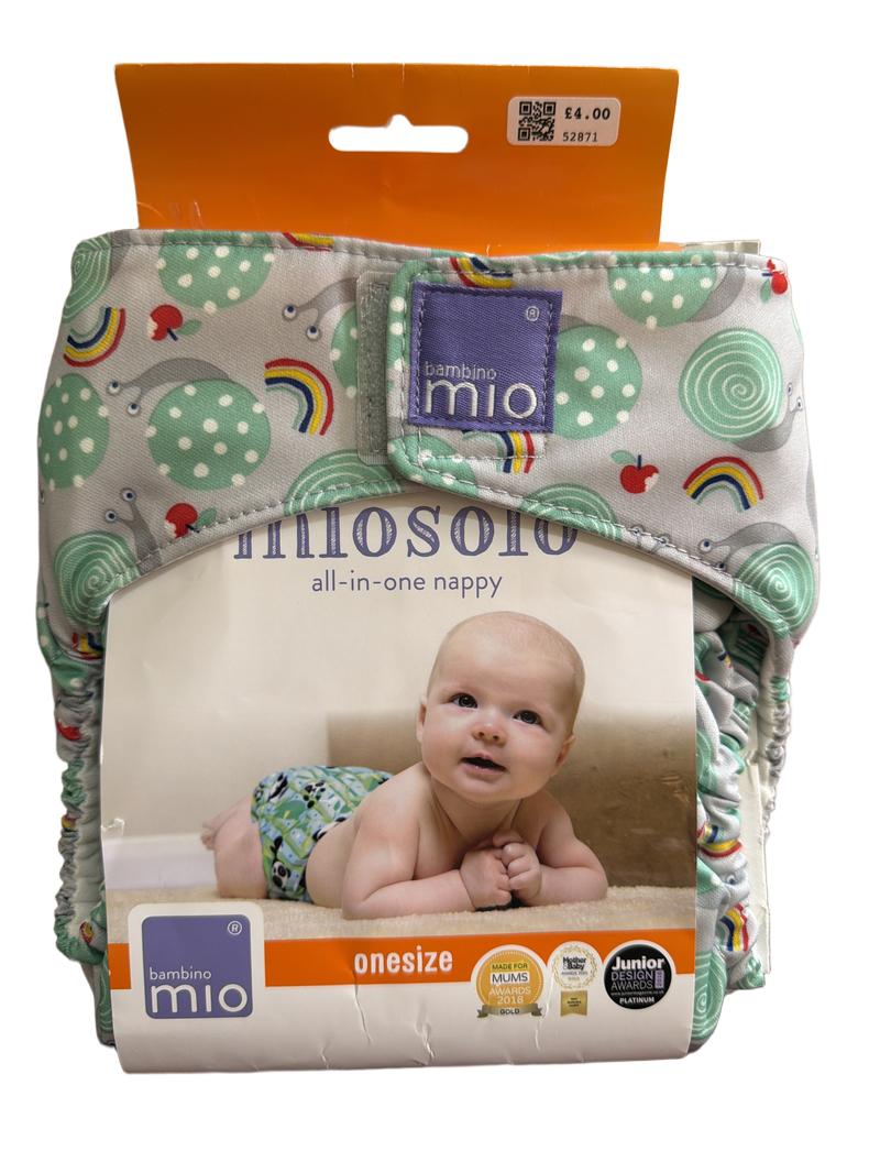 Preloved Bambino Mio - Reusable Miosolo All-in-one Nappy, Snails, NEW In Package (One Size)