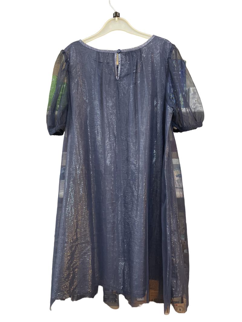 Preloved Monsoon - Navy Tulle Sequin Reindeer Santa Short-sleeved Party Dress (11-12y)