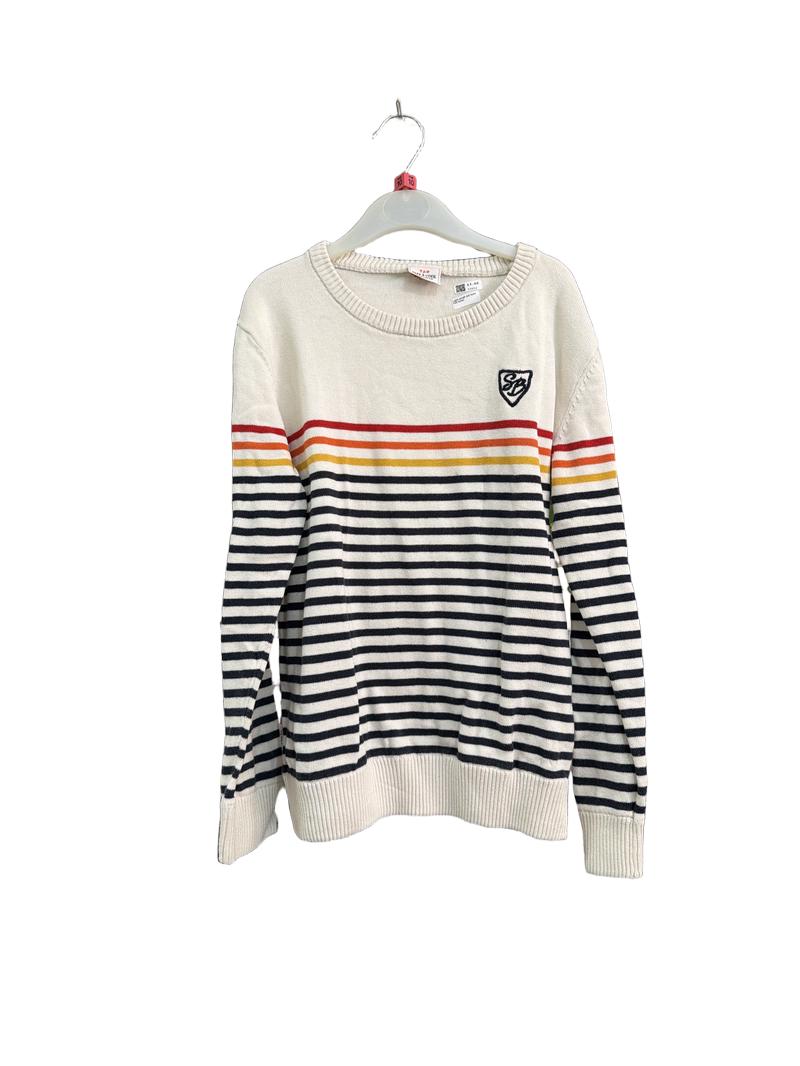 Preloved Tape A L'oeil (TAO) - White Striped Jumper (10-11y)