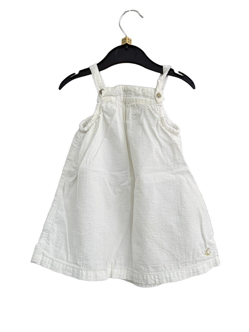 Preloved Petit Bateau - White Strappy Seersucker Sundress (6-12m)