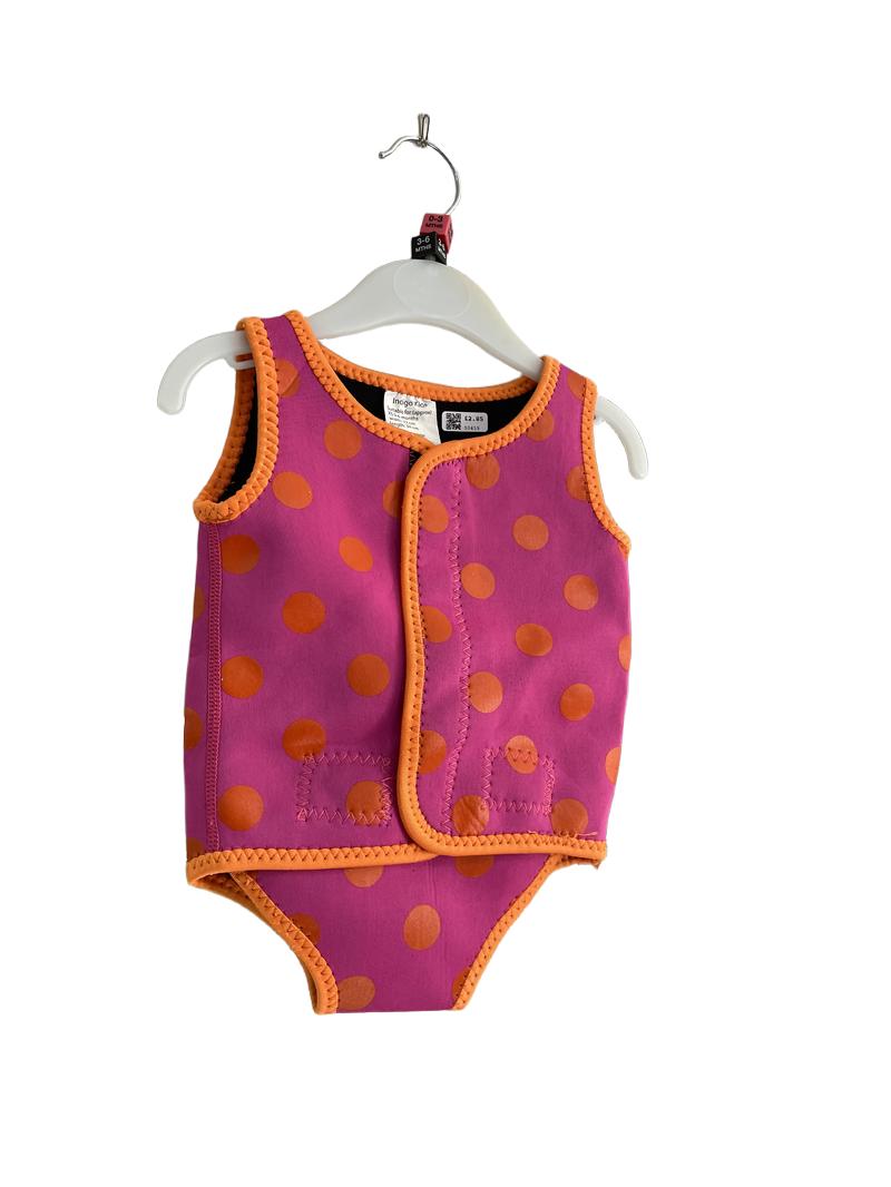 Preloved Indigo Kids - Pink Red Polka Dot Neoprene Wetsuit Wrap XS (0-6m)
