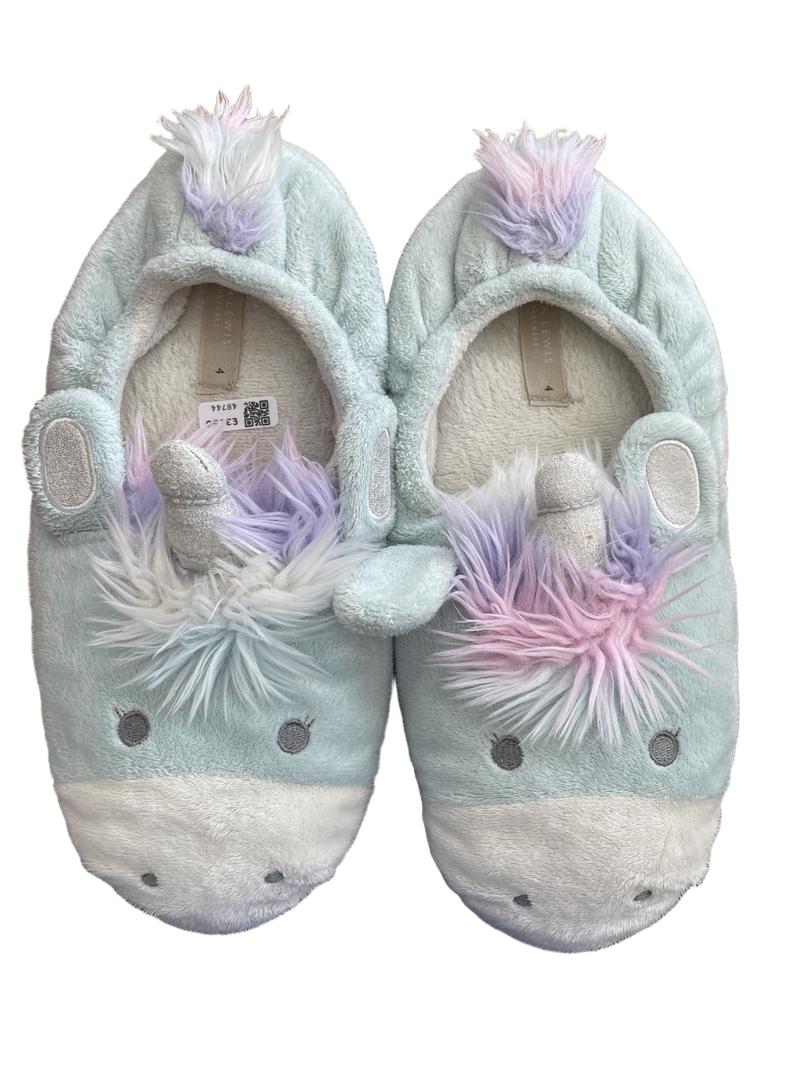 Preloved John Lewis - Blue Unicorn Slippers (4 UK)