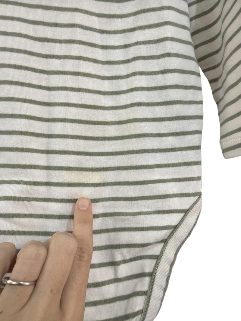 Preloved Baby Gap - Green White Stripe Yoda Star Wars Appliqué Long-sleeved Bodysuit Top (6-12m)