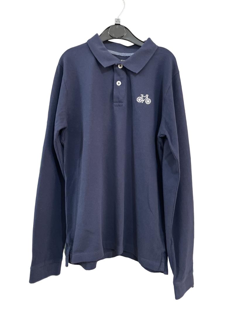 Preloved Monoprix Kids - Navy Bicycle Long-sleeved Polo Shirt (12-13y, 11-12y)