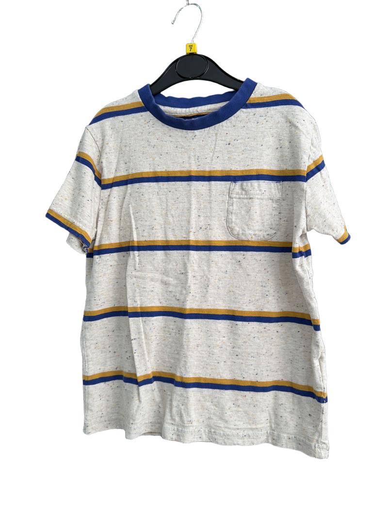Preloved Fatface - Blue Yellow Stripe Fleck T Shirt (7-8y)