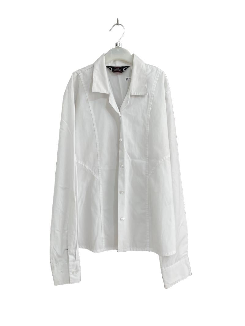 Preloved Schoolblazer - White Long-sleeved School Uniform Shirt, 30" (9-10y)