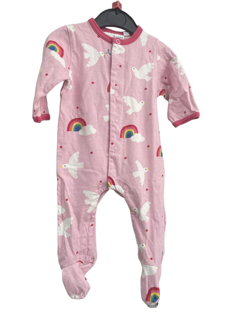 Preloved Toby Tiger - Pink Rainbow Dove Sleepsuit (0-3m)
