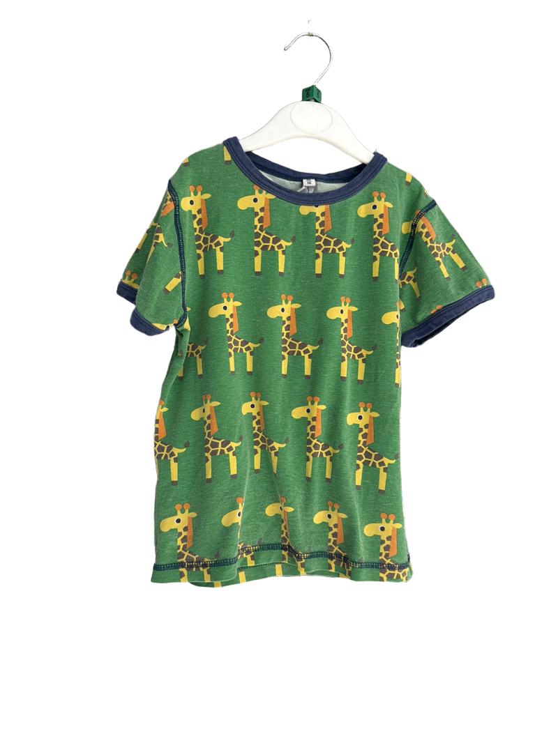 Preloved Maxomorra - Green Giraffe Short-sleeved T Shirt (5-6y)