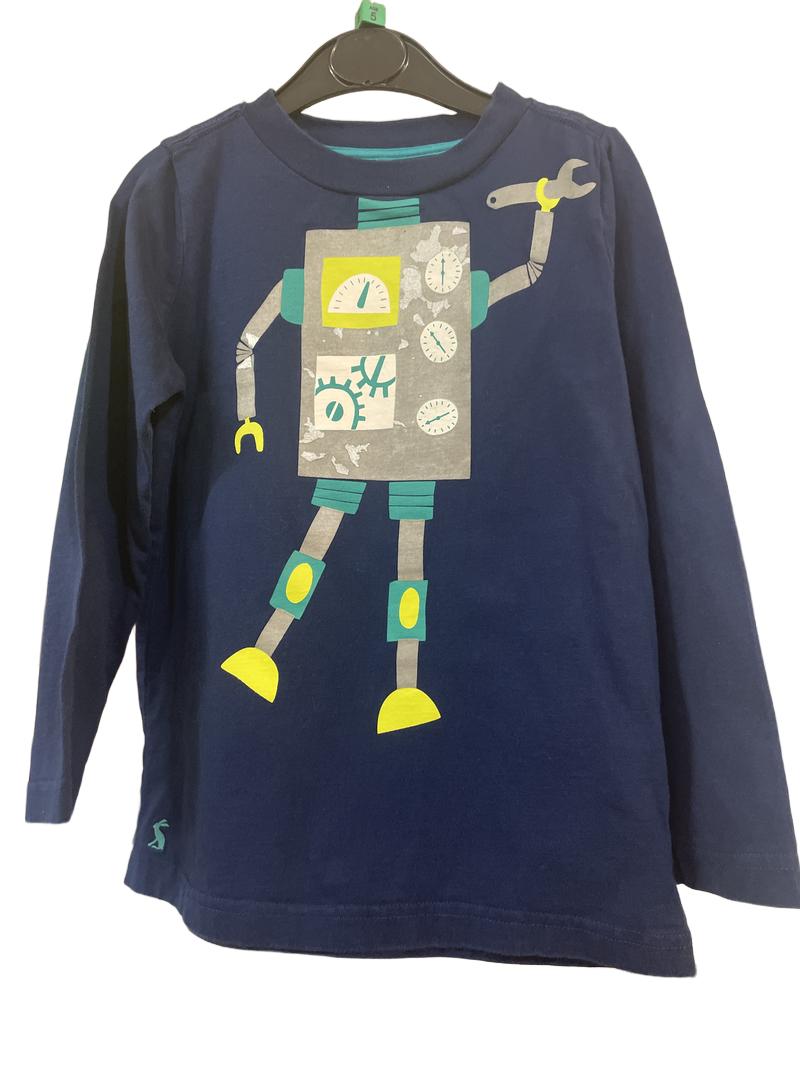 Preloved Joules - Navy Robot Graphic Long-sleeved Shirt (5-6y)