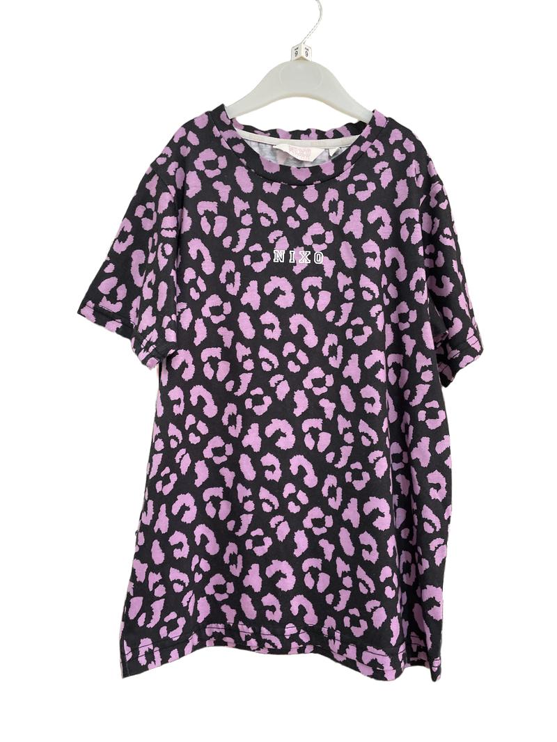 Preloved Nixo - Purple And Black Cheetah Print Nixo Short-sleeved T Shirt (9-10y) - Top