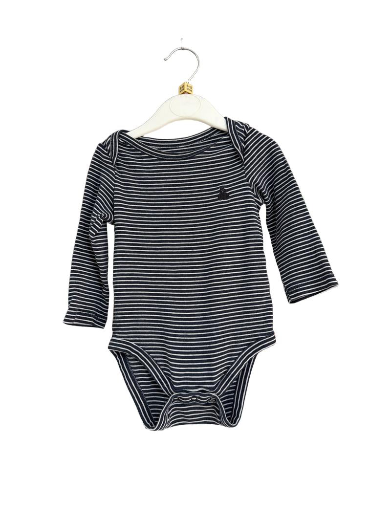 Preloved Gap - Navy And White Stripe Long Sleeve Vest Top. (6-12m)