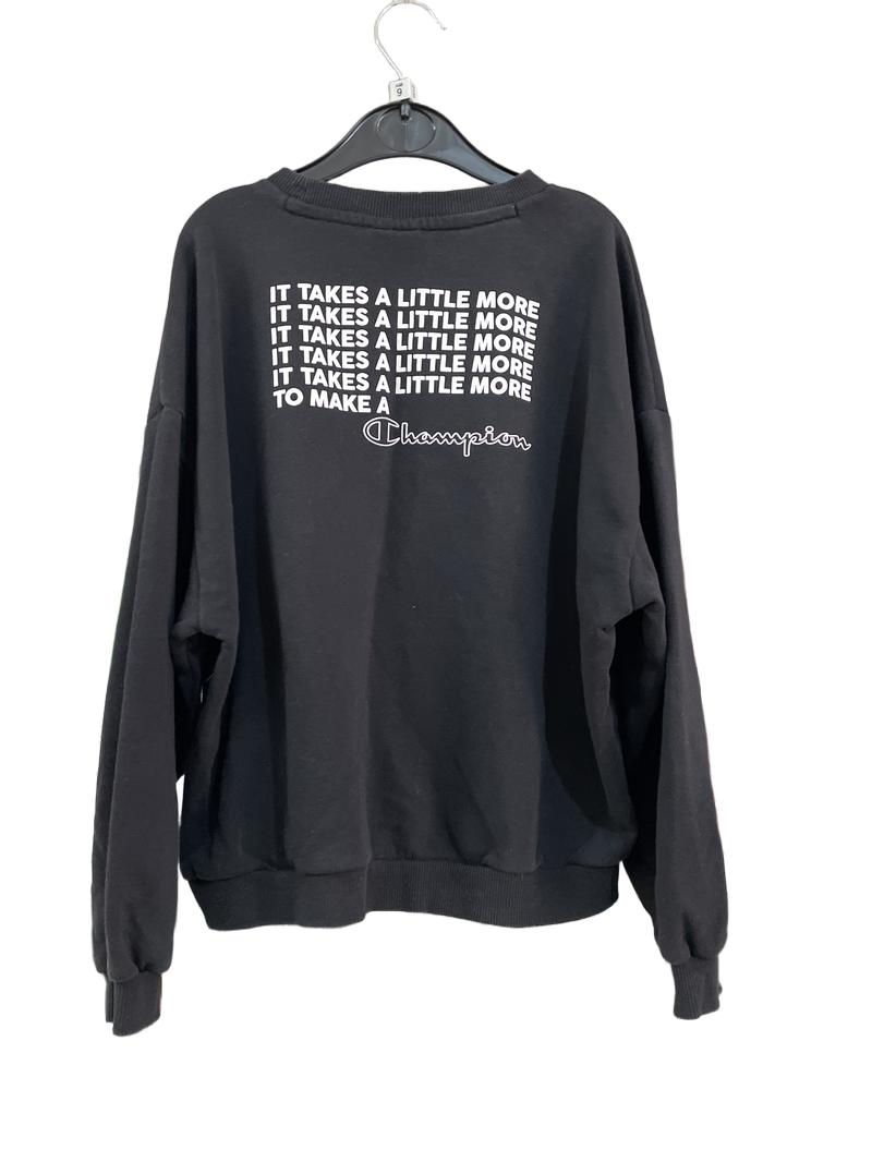 Preloved Champion - Black Long-sleeved Sweatshirt (9-10y)