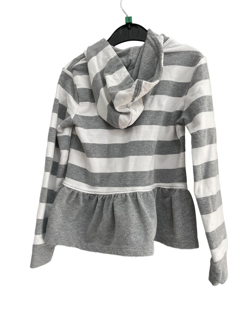 Preloved BluKids - Gray White Stripe Shine Sequin Applique Zip Hoodie (5-6y)