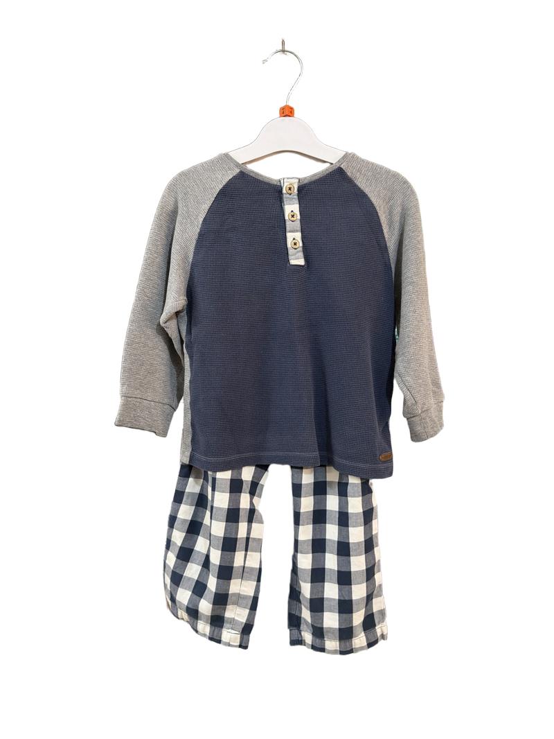 Preloved Autograph (M&S) - Blue Gray Waffle Weave Long-sleeved Pyjamas (4-5y)
