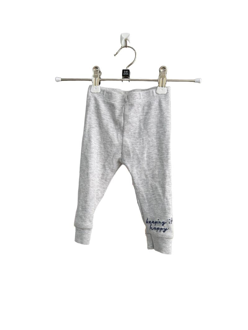 Preloved Unknown Brand - Gray "keeping It Happy" Leggings (3-6m)