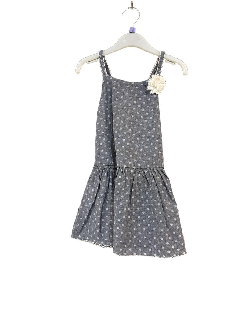 Preloved Osh Kosh - Blue Chambray Polka Dot Sun Dress (3-4y)