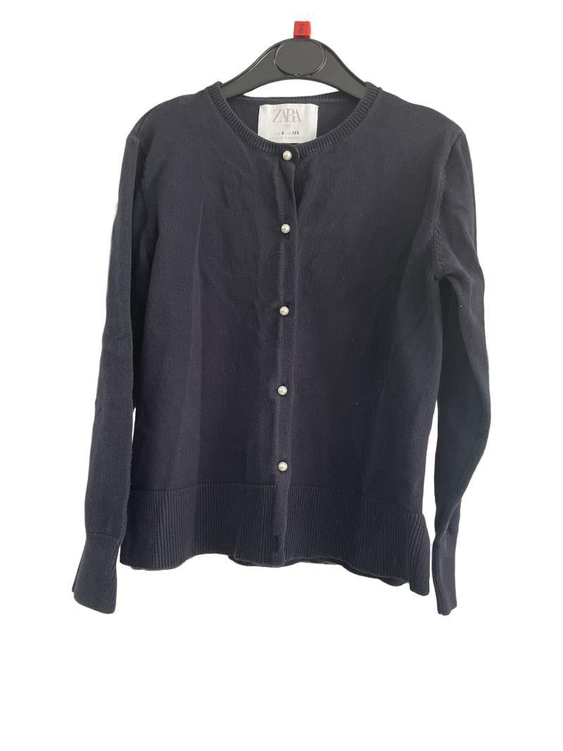 Preloved Zara Kids - Navy Cardigan With Faux Pearl Buttons. (8-9y)