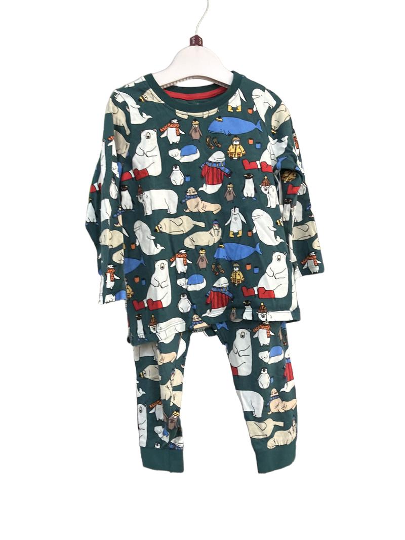 Preloved Marks & Spencer - Teal Arctic Sea Animals Print Long-sleeved Pyjama Set (2-3y)