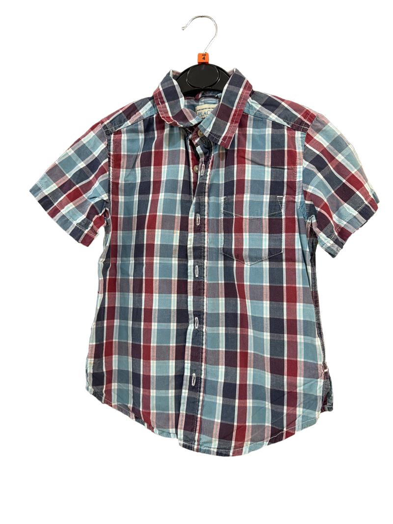 Preloved Place - Red Blue Check Short-sleeved Shirt (4-5y)